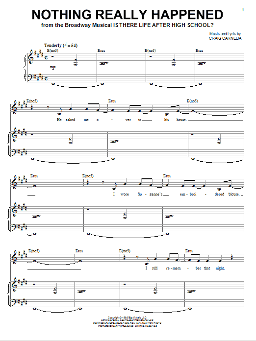 Craig Carnelia Nothing Really Happened sheet music notes and chords arranged for Piano & Vocal