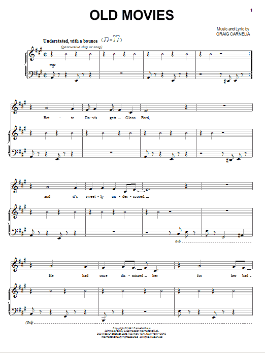 Craig Carnelia Old Movies sheet music notes and chords arranged for Piano & Vocal