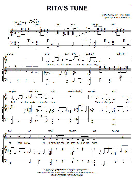 Craig Carnelia Rita's Tune sheet music notes and chords arranged for Piano & Vocal