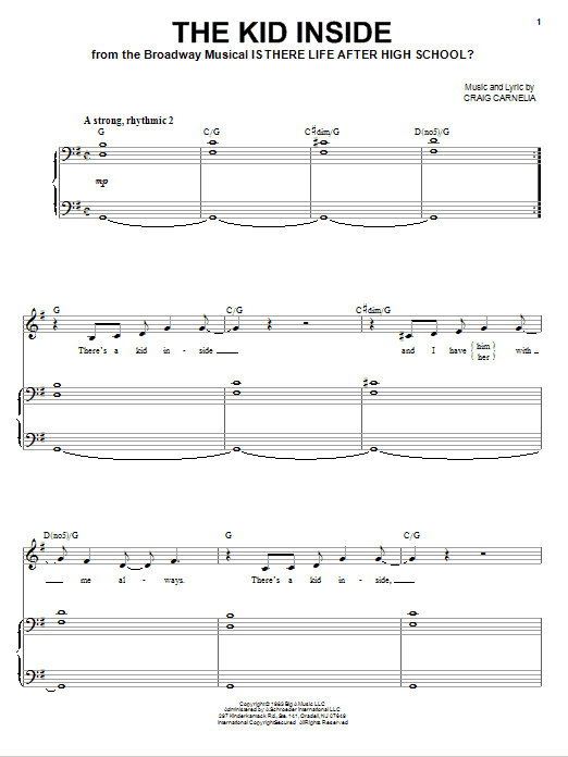 Craig Carnelia The Kid Inside sheet music notes and chords arranged for Piano & Vocal