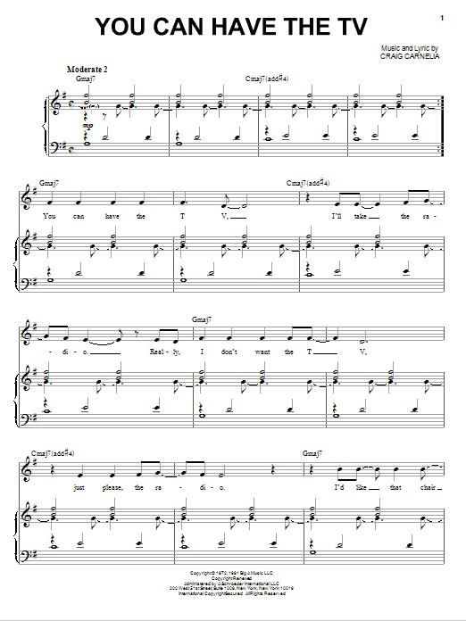 Craig Carnelia You Can Have The T.V. sheet music notes and chords arranged for Piano & Vocal