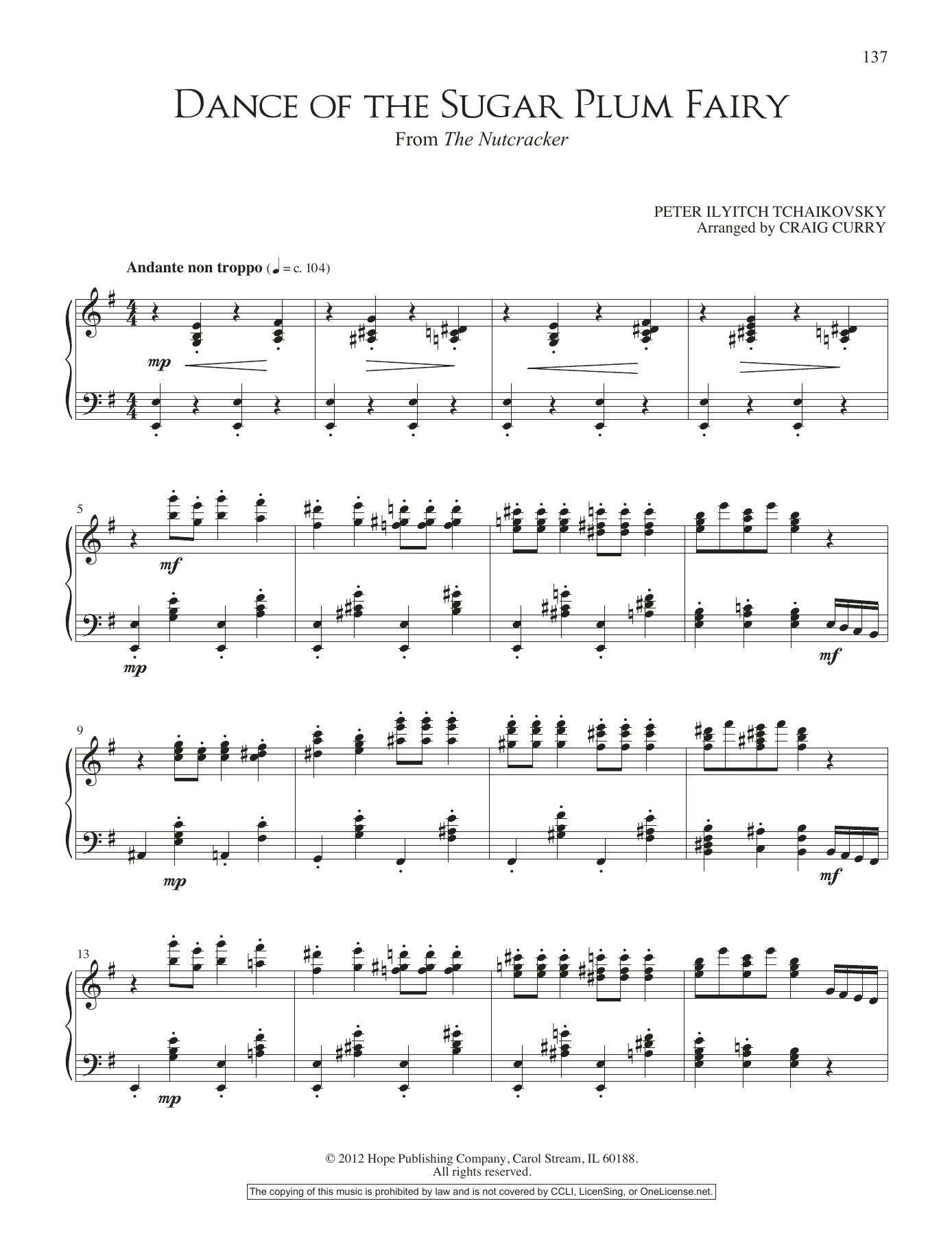 Craig Curry Dance Of The Sugar Plum Fairy sheet music notes and chords arranged for Piano Solo