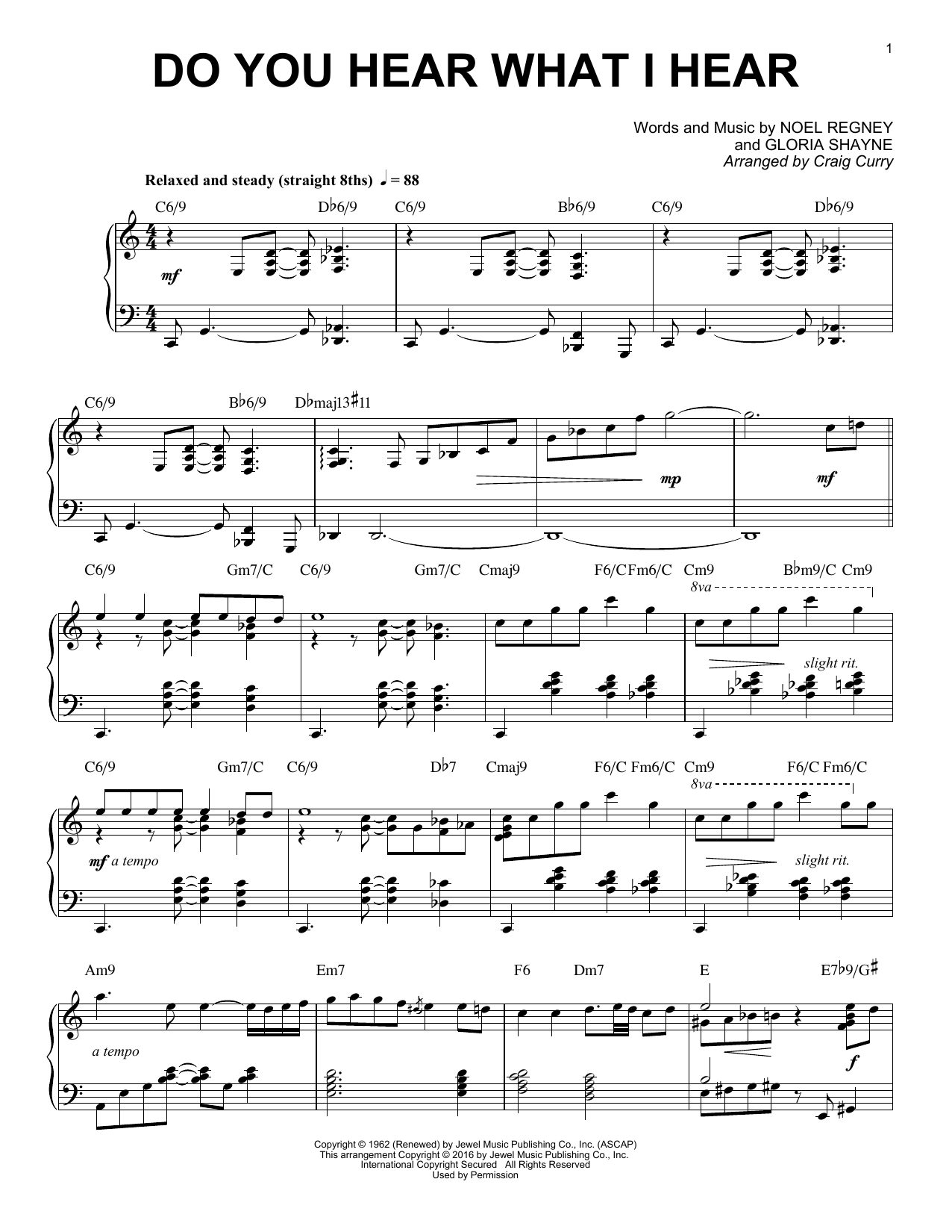 Craig Curry Do You Hear What I Hear sheet music notes and chords arranged for Piano Solo