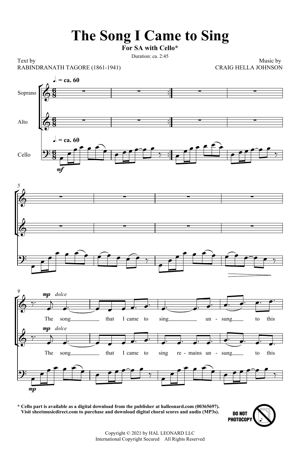 Craig Hella Johnson The Song I Came To Sing sheet music notes and chords arranged for 2-Part Choir