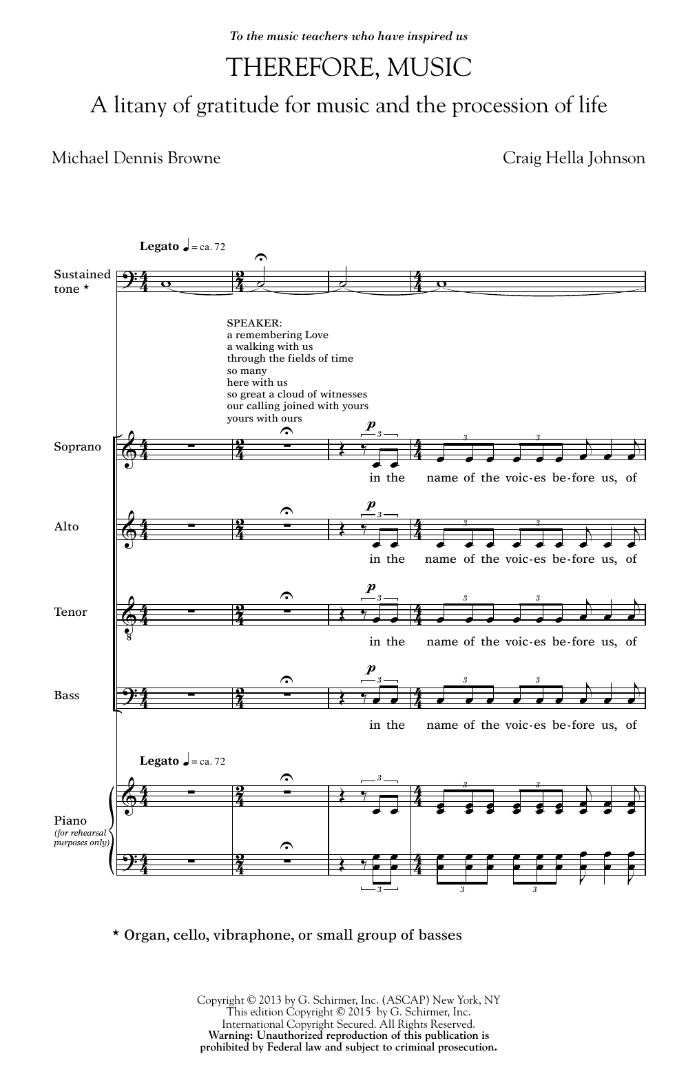 Craig Hella Johnson Therefore, Music sheet music notes and chords arranged for SATB Choir