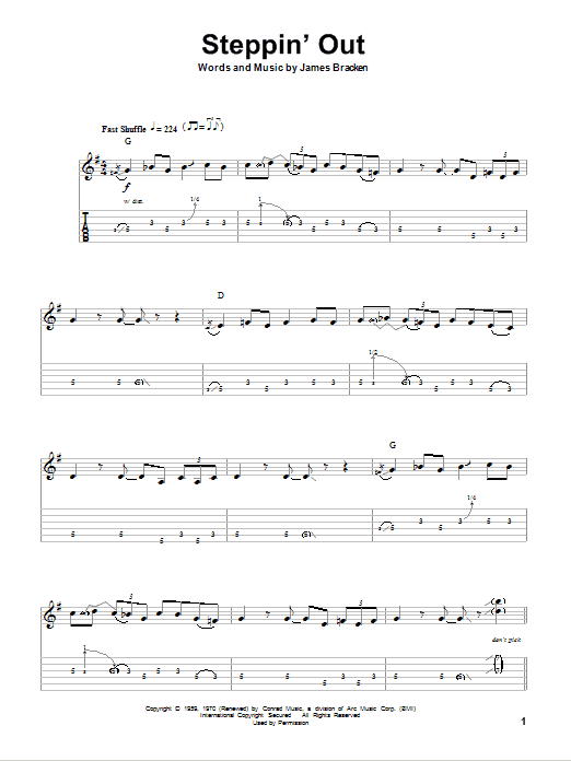 Cream Steppin' Out sheet music notes and chords arranged for Guitar Tab (Single Guitar)