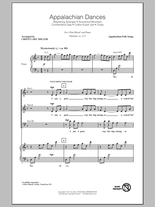 Cristi Cary Miller Appalachian Dances (Medley) sheet music notes and chords arranged for 3-Part Mixed Choir
