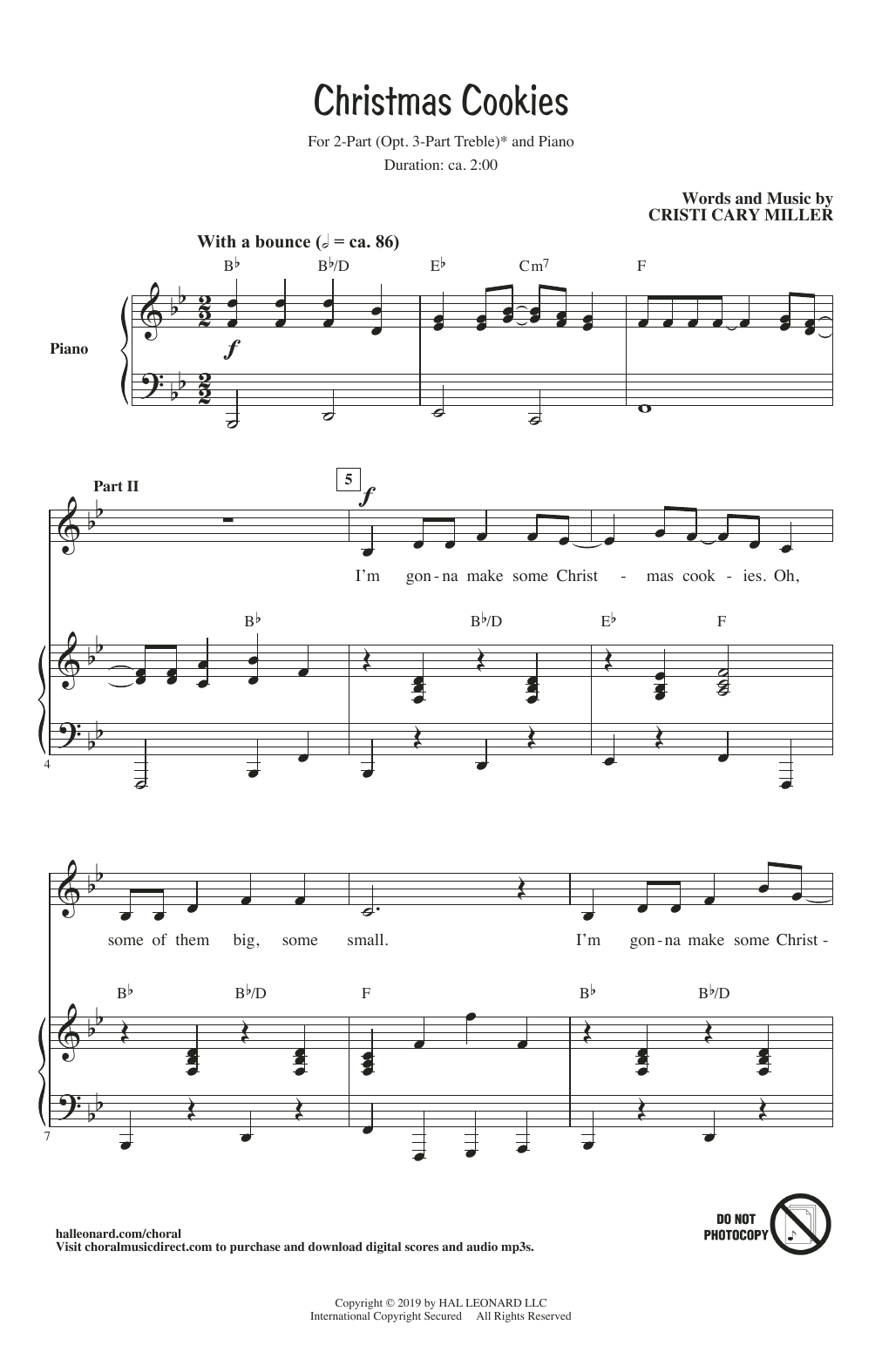 Cristi Cary Miller Christmas Cookies sheet music notes and chords arranged for 2-Part Choir, 3-Part Mixed Choir