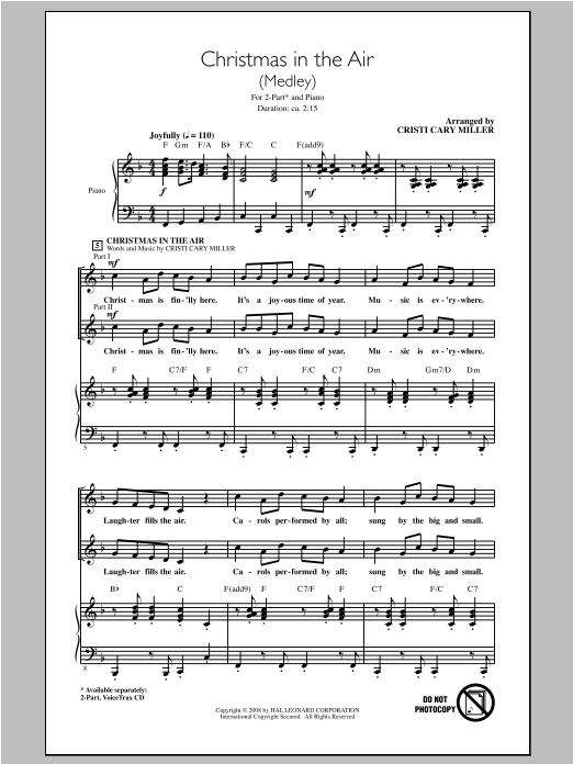 Cristi Cary Miller Christmas In The Air (Medley) sheet music notes and chords arranged for 2-Part Choir