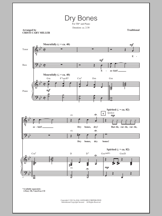 Cristi Cary Miller Dry Bones sheet music notes and chords arranged for TB Choir