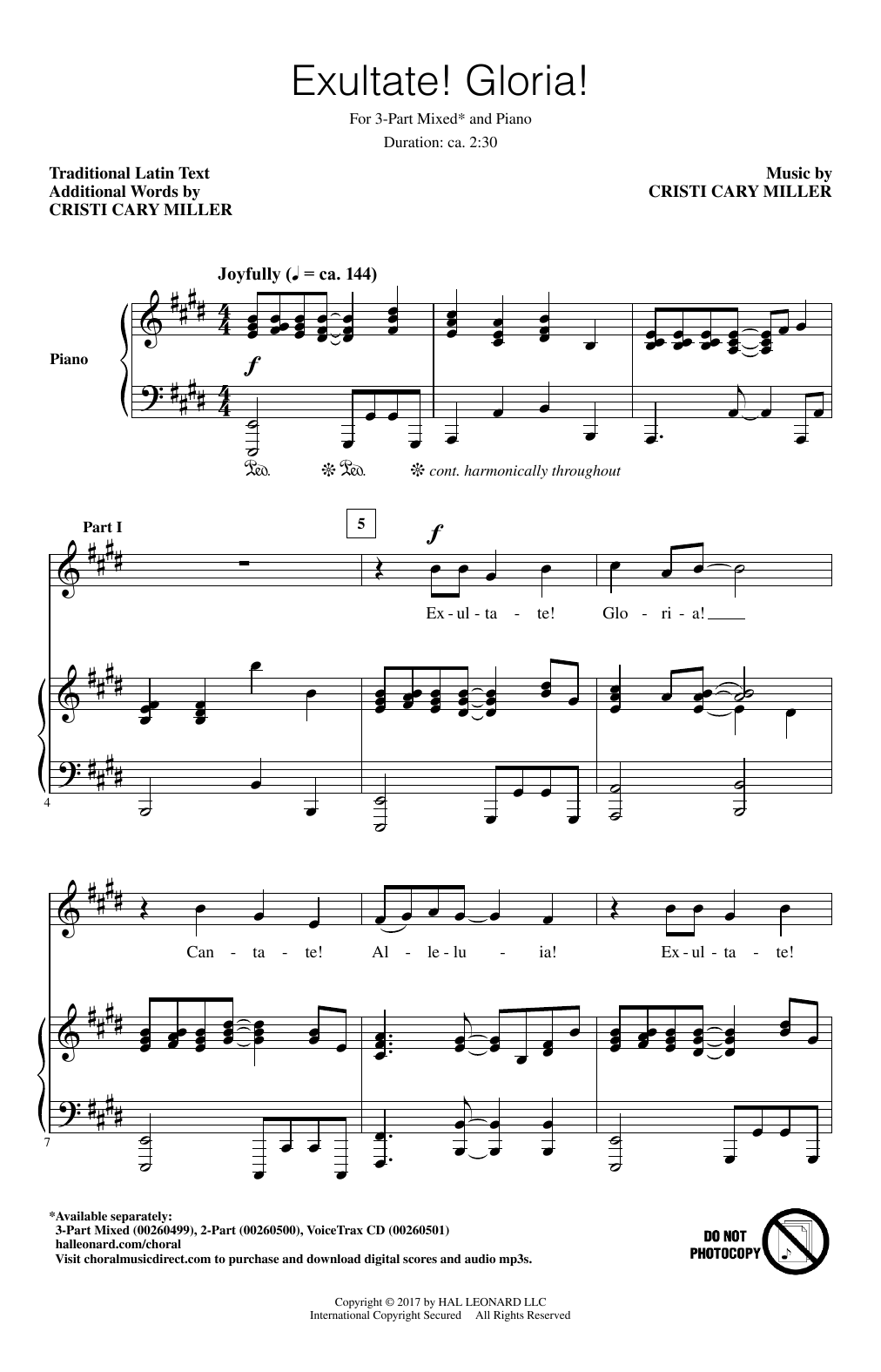 Cristi Cary Miller Exultate! Gloria! sheet music notes and chords arranged for 3-Part Mixed Choir