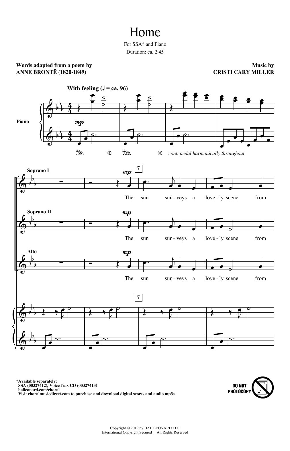 Cristi Cary Miller Home sheet music notes and chords arranged for SSA Choir