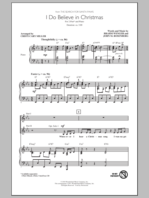 Cristi Cary Miller I Do Believe In Christmas sheet music notes and chords arranged for 2-Part Choir