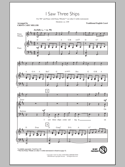 Cristi Cary Miller I Saw Three Ships sheet music notes and chords arranged for TB Choir