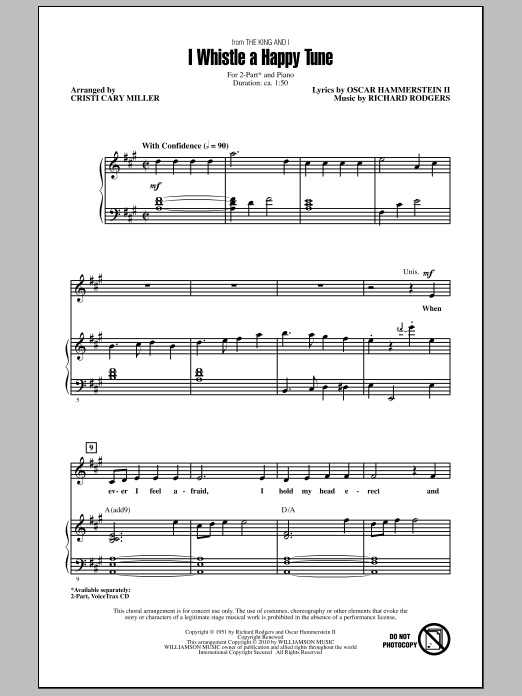 Cristi Cary Miller I Whistle A Happy Tune sheet music notes and chords arranged for 2-Part Choir