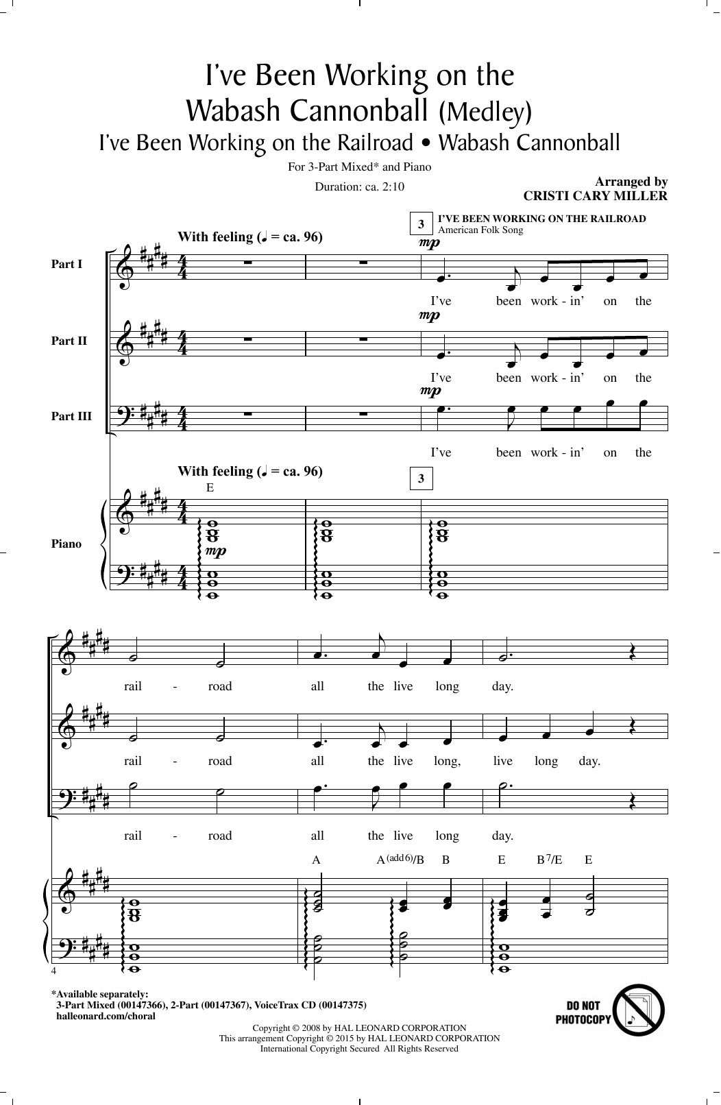 Cristi Cary Miller I've Been Working On The Wabash Cannonball sheet music notes and chords arranged for 3-Part Mixed Choir