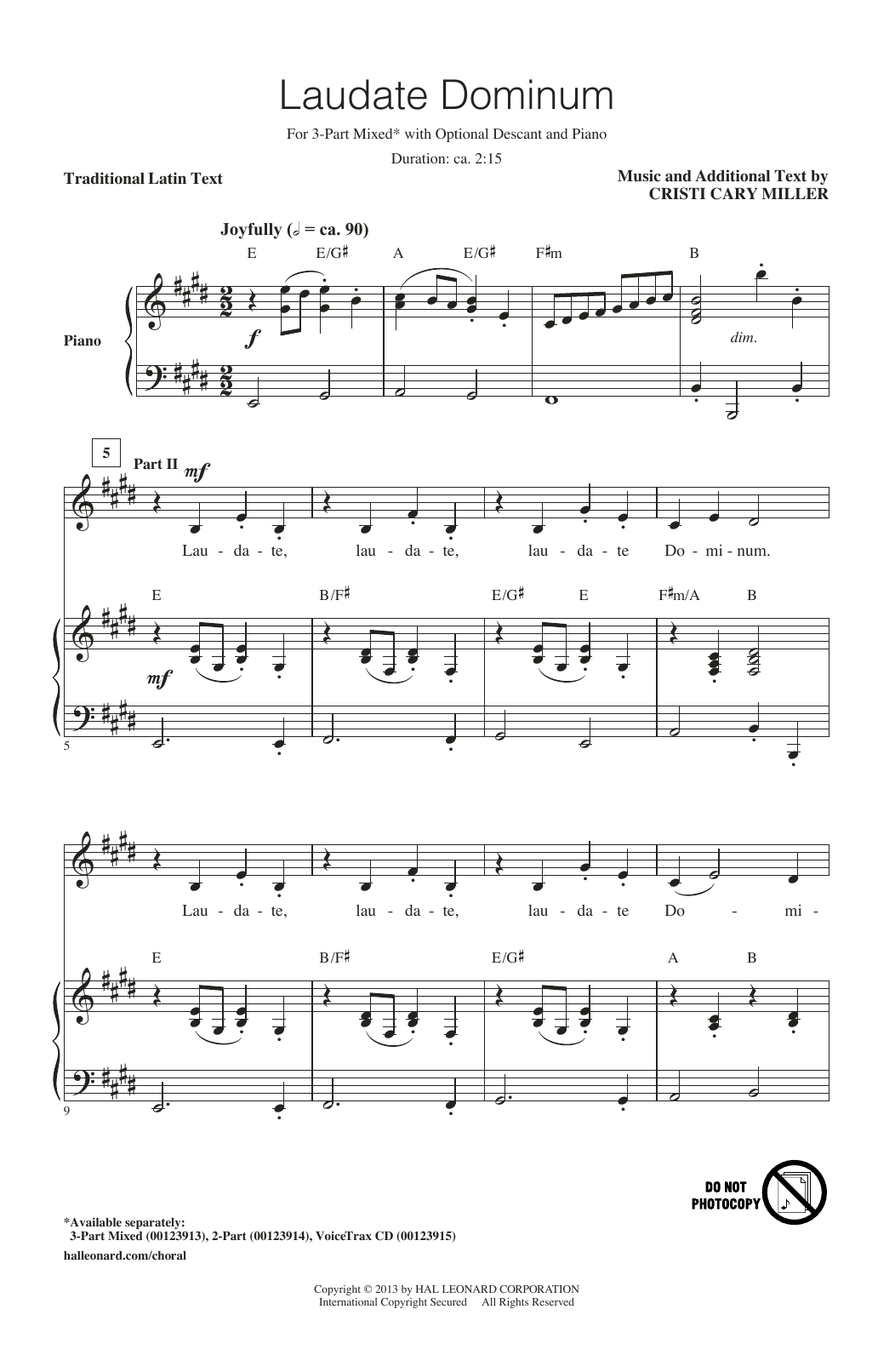 Cristi Cary Miller Laudate Dominum sheet music notes and chords arranged for 2-Part Choir