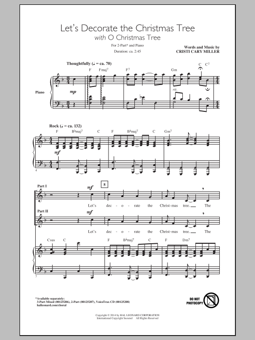 Cristi Cary Miller Let's Decorate The Christmas Tree sheet music notes and chords arranged for 3-Part Mixed Choir