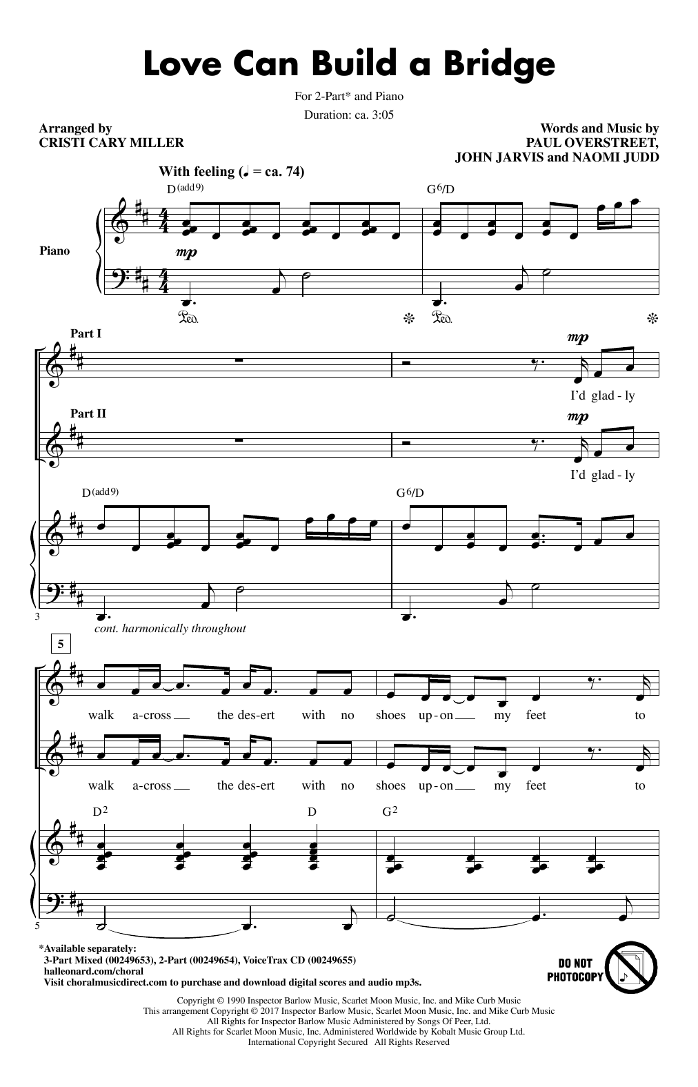 Cristi Cary Miller Love Can Build A Bridge sheet music notes and chords arranged for 2-Part Choir