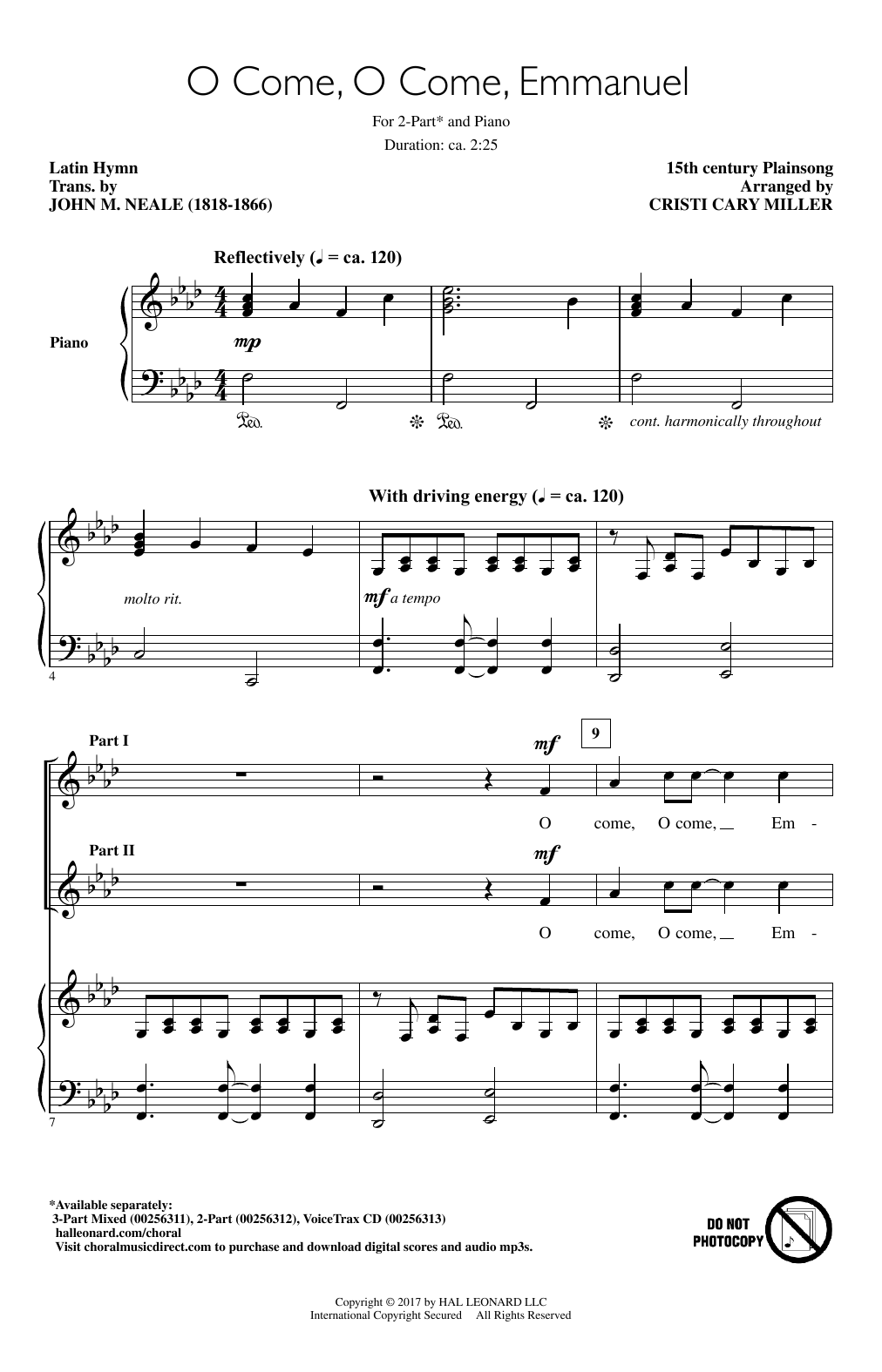 Cristi Cary Miller O Come, O Come Emmanuel sheet music notes and chords arranged for 3-Part Mixed Choir