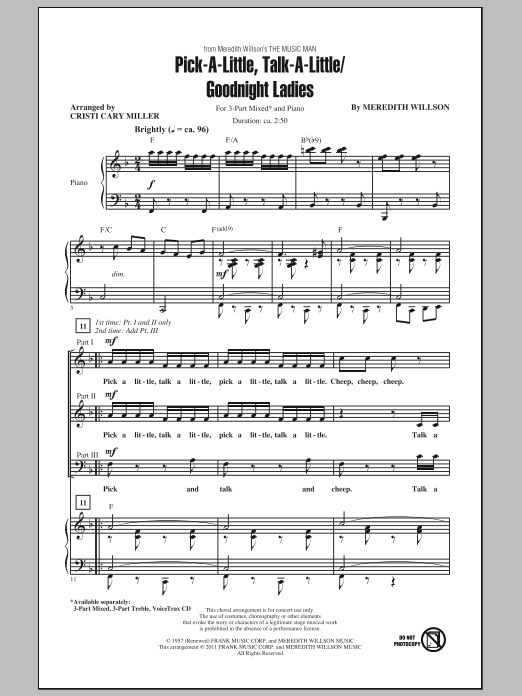 Cristi Cary Miller Pick-A-Little, Talk-A-Little / Goodnight Ladies sheet music notes and chords arranged for 3-Part Treble Choir