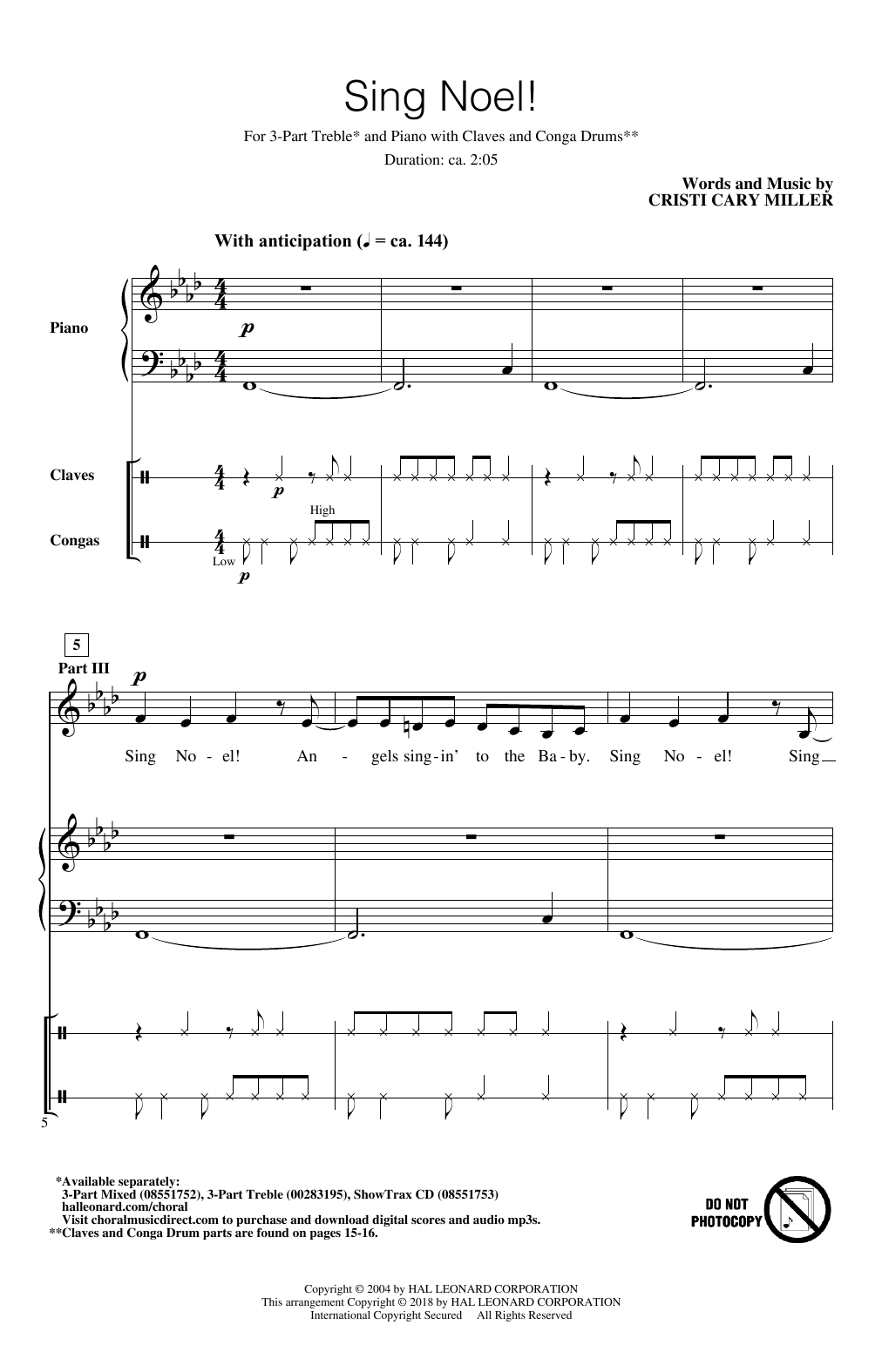 Cristi Cary Miller Sing Noel! sheet music notes and chords arranged for 3-Part Treble Choir