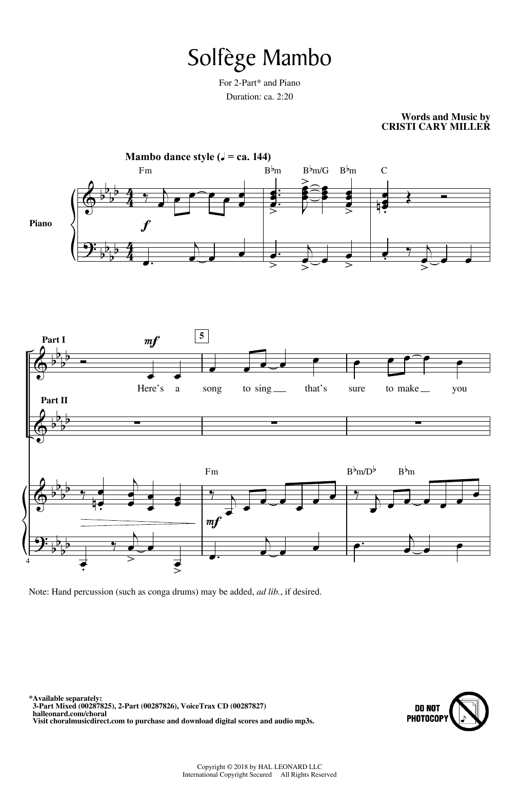 Cristi Cary Miller Solfege Mambo sheet music notes and chords arranged for 3-Part Mixed Choir