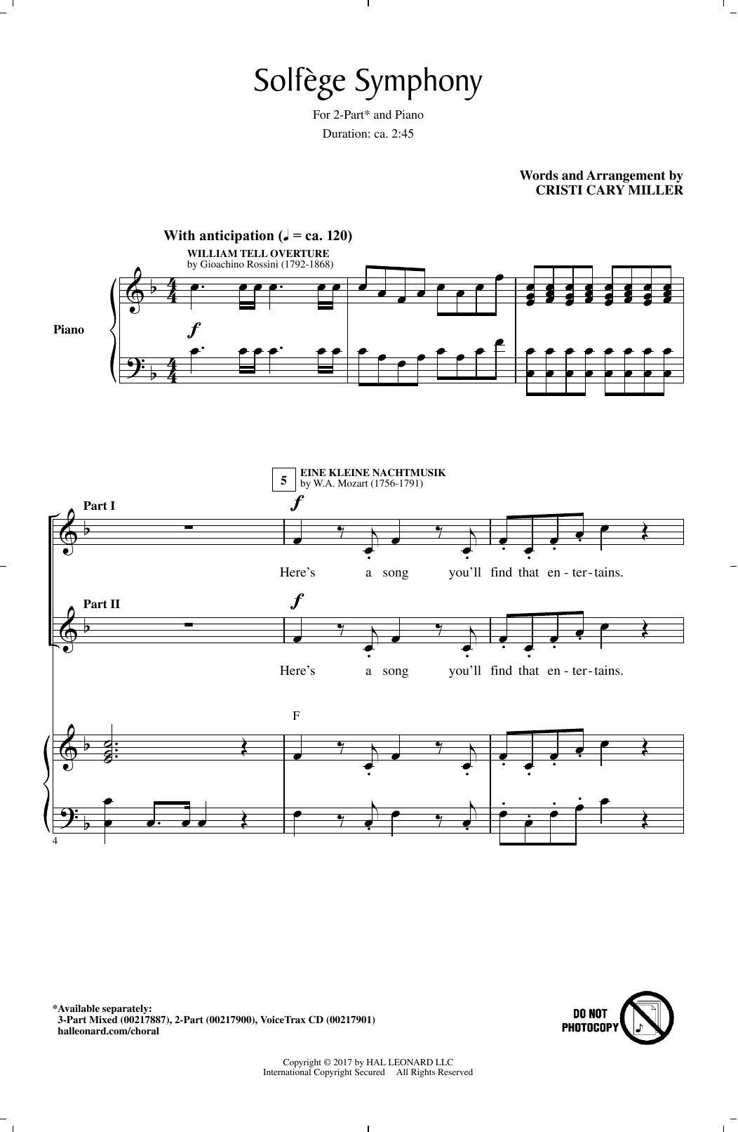 Cristi Cary Miller Solfege Symphony sheet music notes and chords arranged for 2-Part Choir