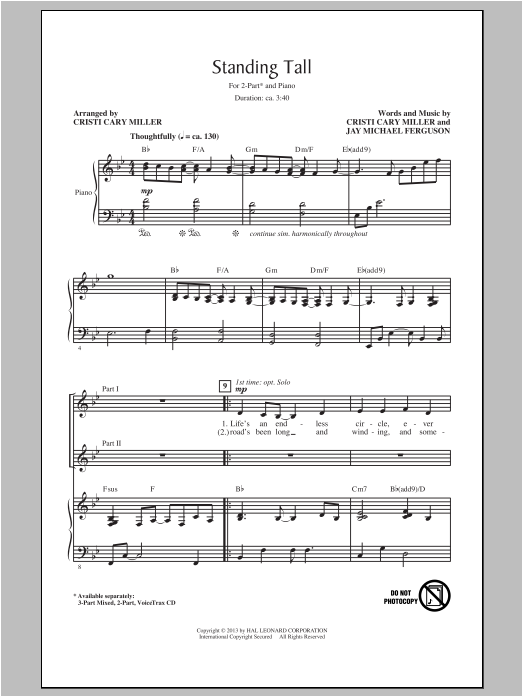 Cristi Cary Miller Standing Tall sheet music notes and chords arranged for 2-Part Choir