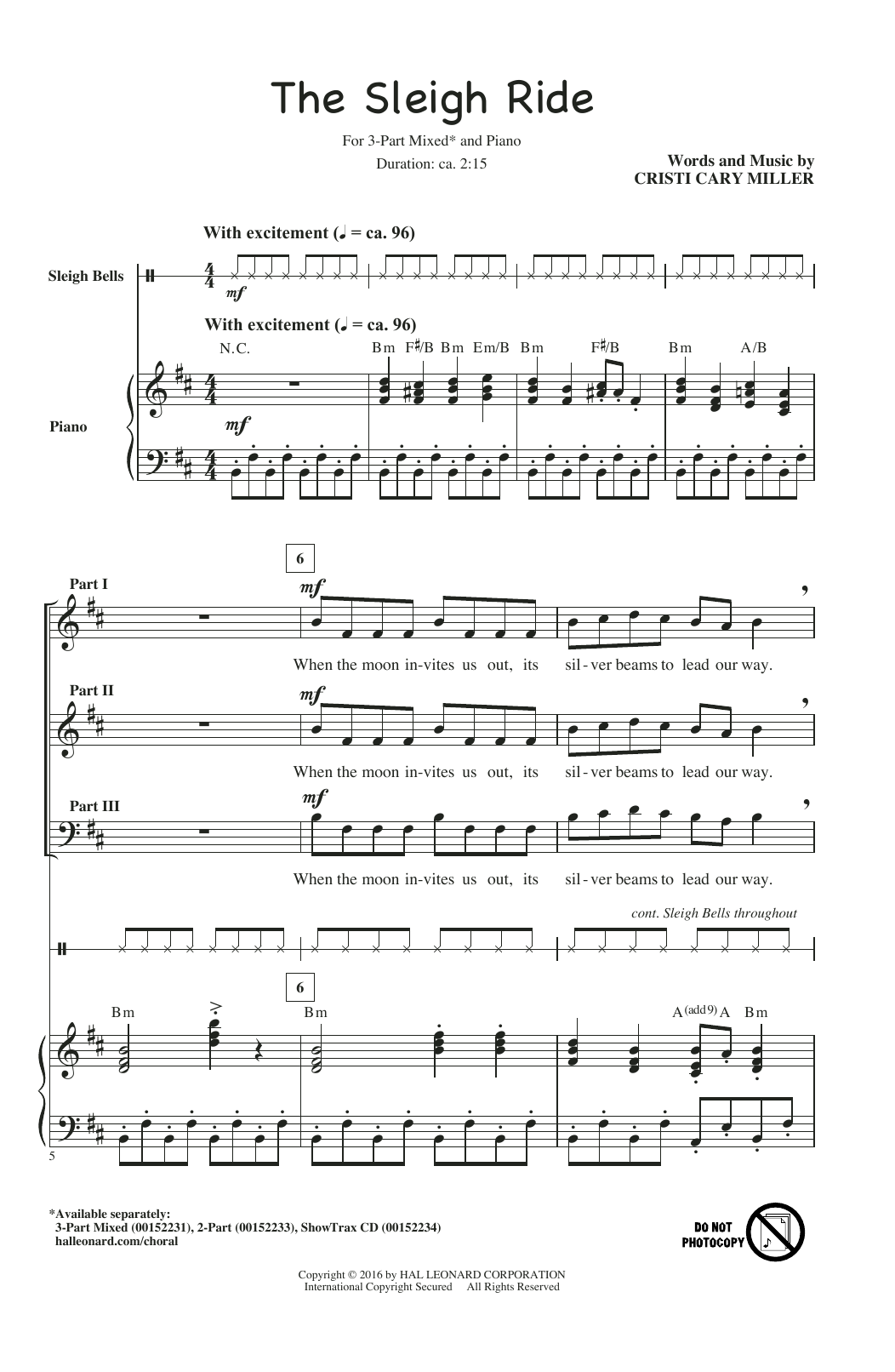 Cristi Cary Miller The Sleigh Ride sheet music notes and chords arranged for 2-Part Choir