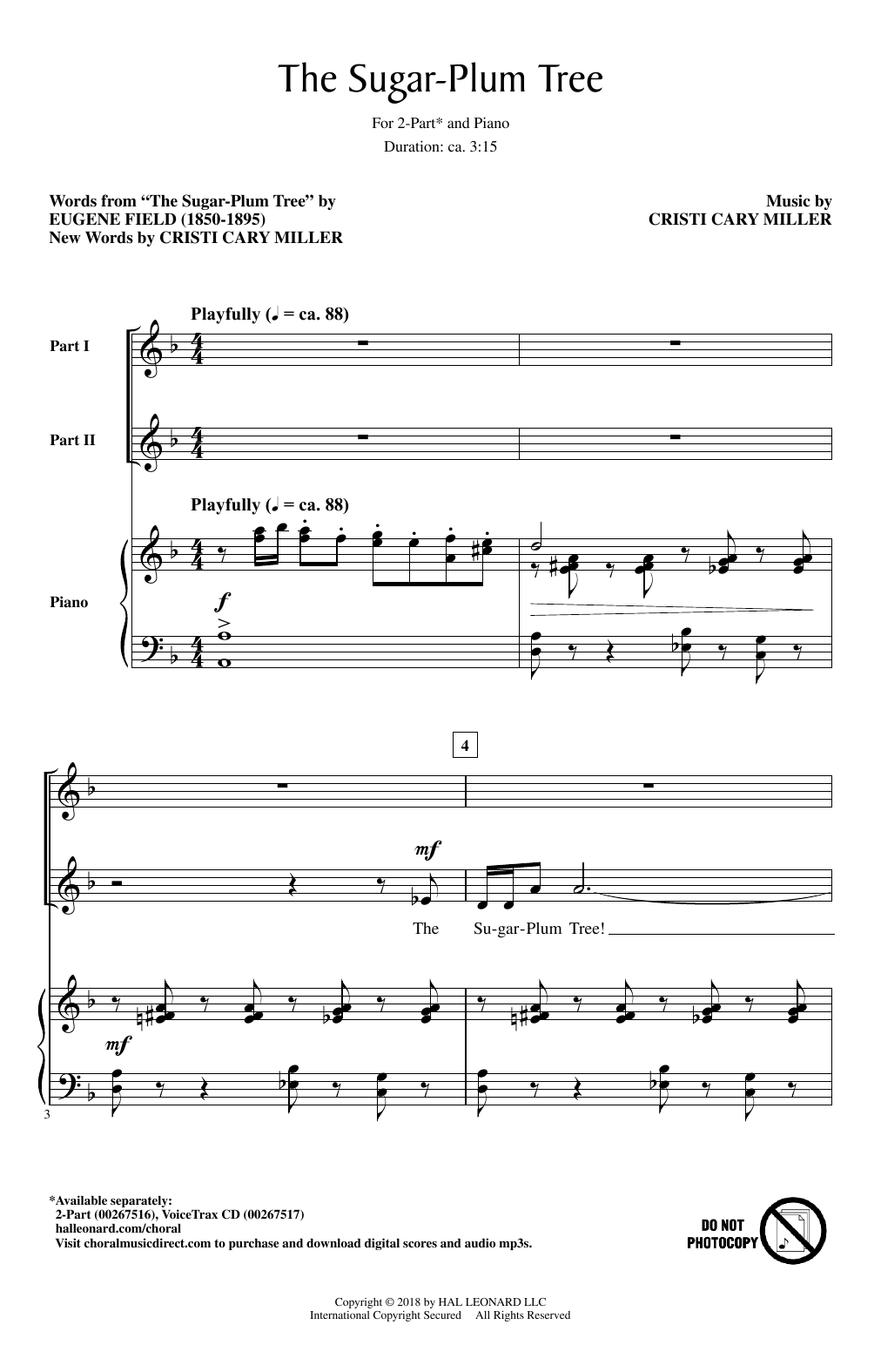 Cristi Cary Miller The Sugar-Plum Tree sheet music notes and chords arranged for 2-Part Choir