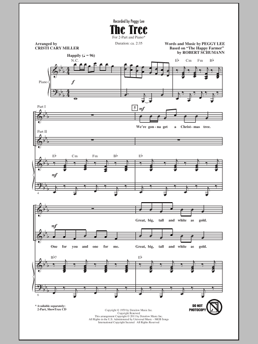 Cristi Cary Miller The Tree sheet music notes and chords arranged for 2-Part Choir