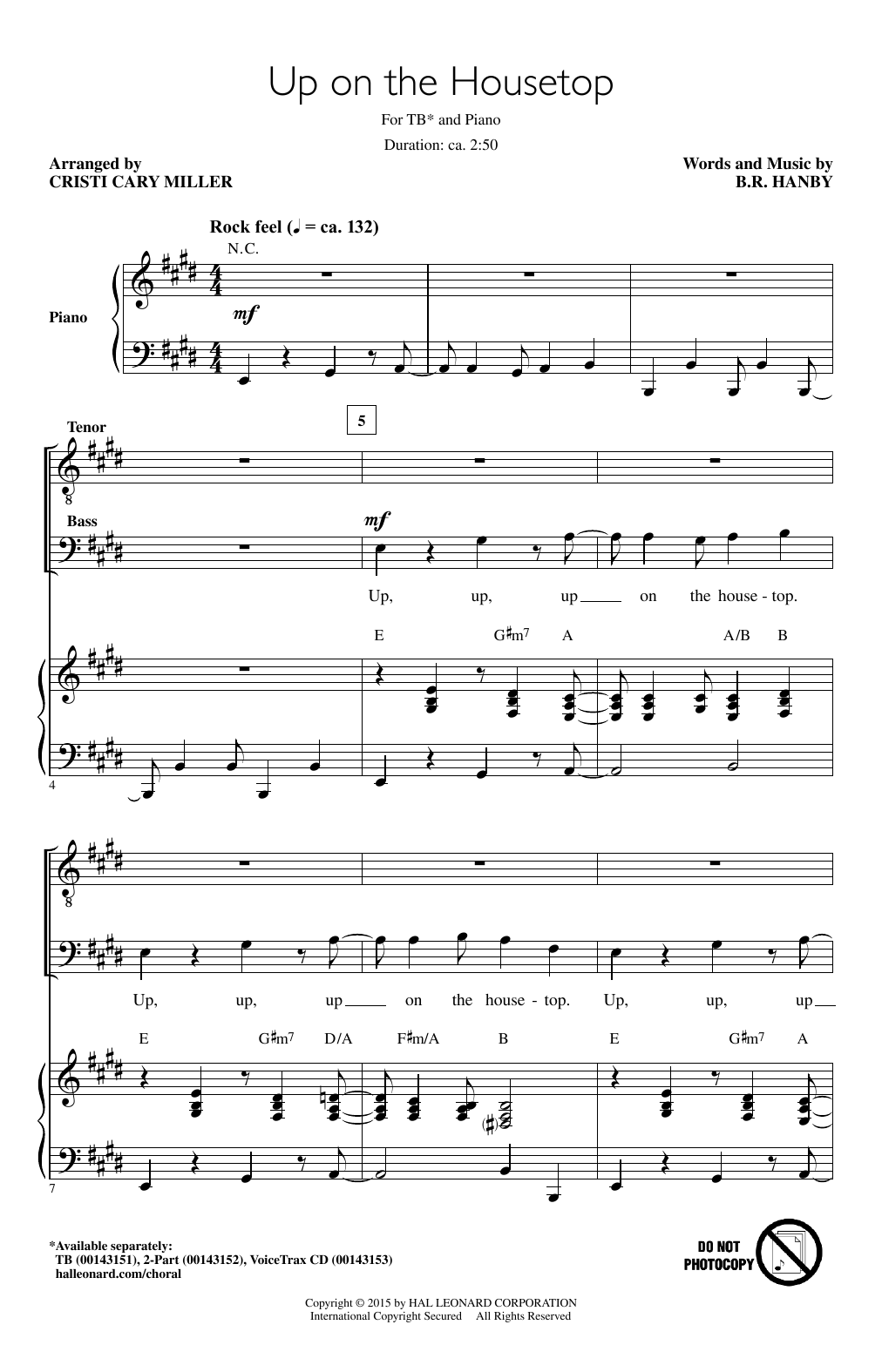 Cristi Cary Miller Up On The Housetop sheet music notes and chords arranged for 2-Part Choir
