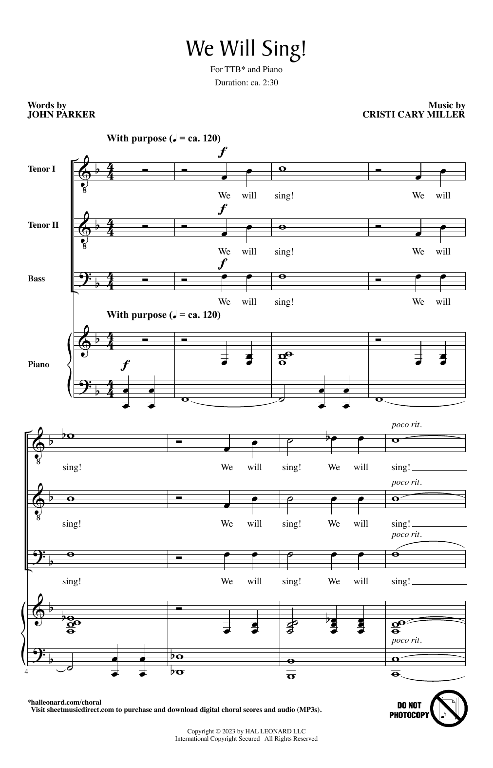 Cristi Cary Miller We Will Sing! sheet music notes and chords arranged for Choir