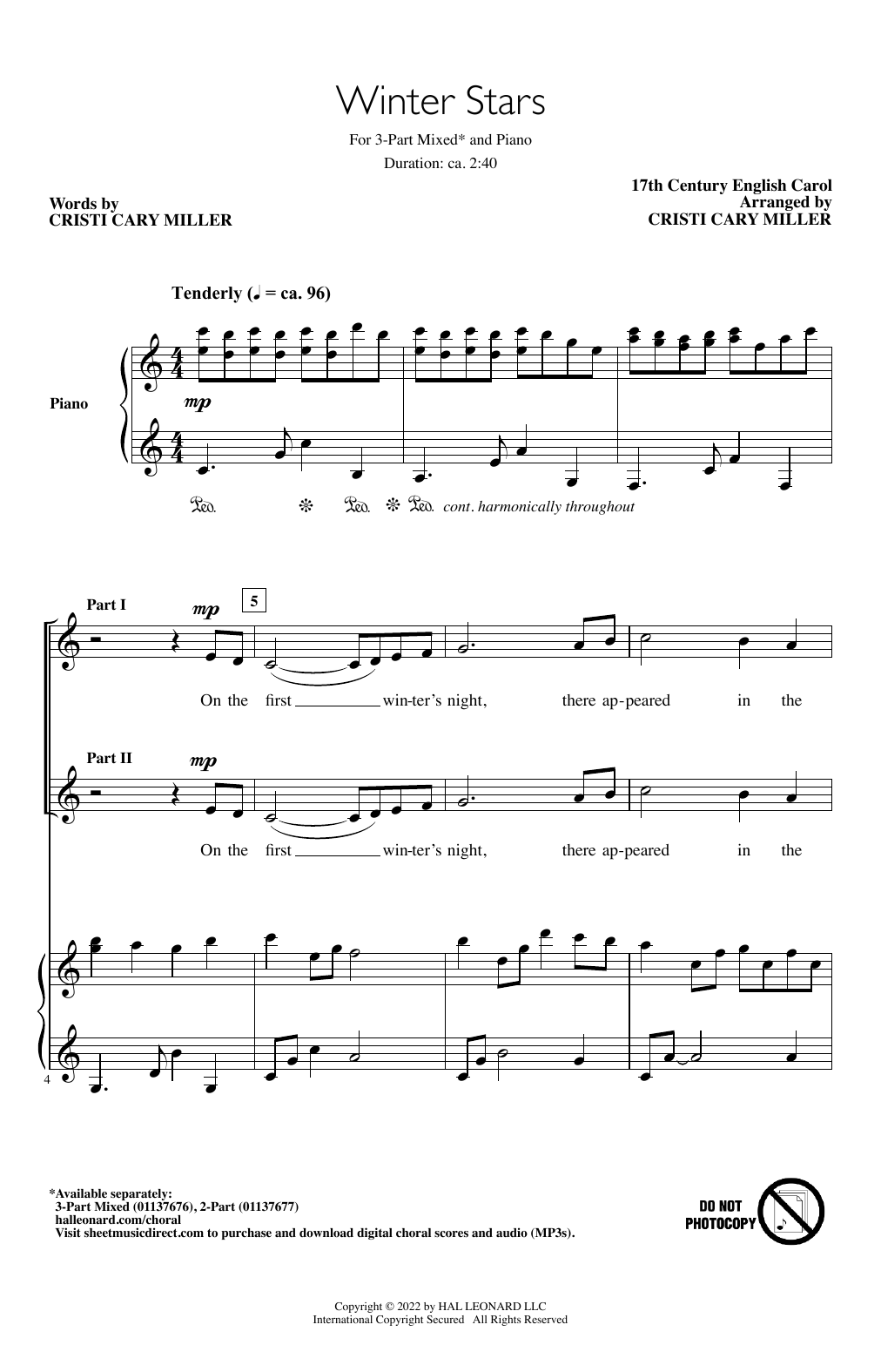 Cristi Cary Miller Winter Stars sheet music notes and chords arranged for 3-Part Mixed Choir