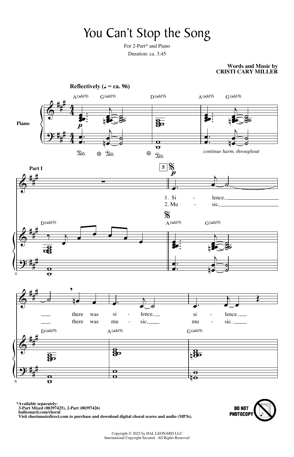 Cristi Cary Miller You Can't Stop The Song sheet music notes and chords arranged for 2-Part Choir