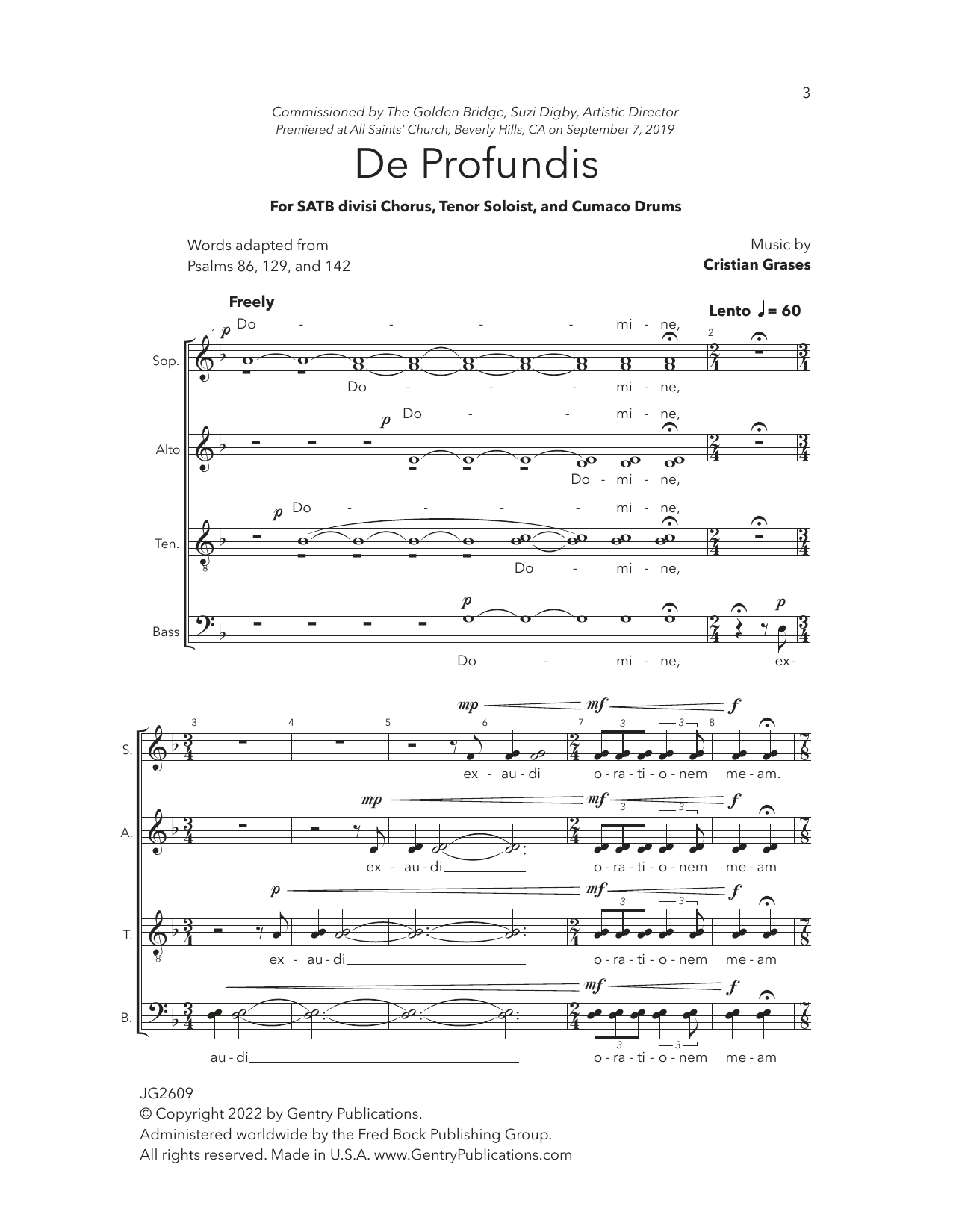 Cristian Grases De Profundis sheet music notes and chords arranged for Choir