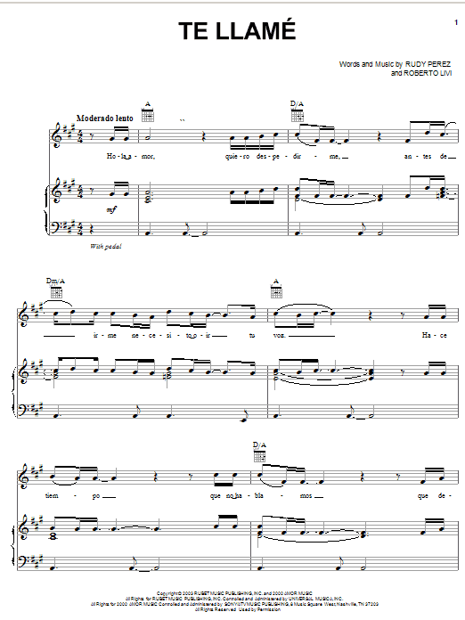 Cristian Te Llamé sheet music notes and chords arranged for Piano, Vocal & Guitar Chords (Right-Hand Melody)