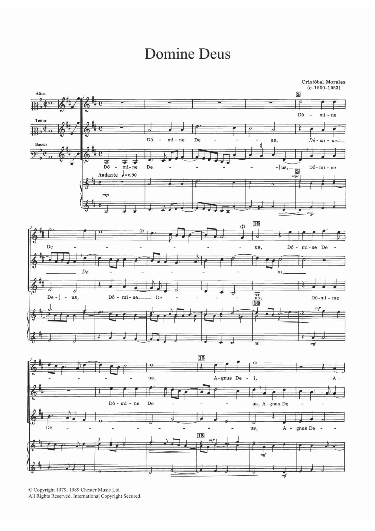 Cristobal Morales Domine Deus sheet music notes and chords arranged for SATB Choir