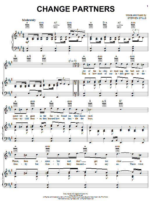 Crosby, Stills & Nash Change Partners sheet music notes and chords arranged for Easy Guitar Tab