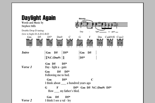 Crosby, Stills & Nash Daylight Again sheet music notes and chords arranged for Guitar Chords/Lyrics