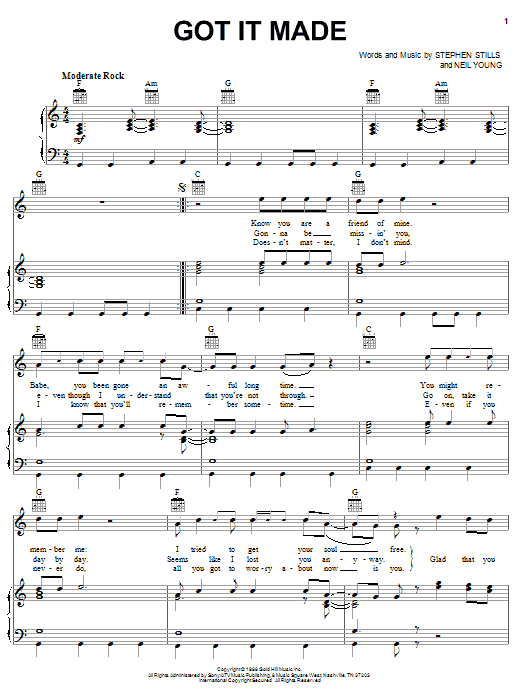 Crosby, Stills & Nash Got It Made sheet music notes and chords arranged for Piano, Vocal & Guitar Chords (Right-Hand Melody)