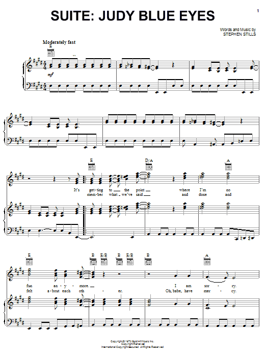Crosby, Stills & Nash Suite: Judy Blue Eyes sheet music notes and chords arranged for Flute Solo