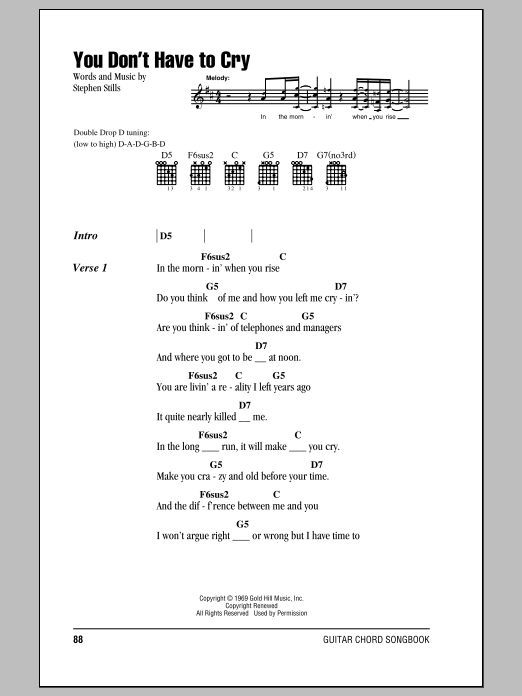 Crosby, Stills & Nash You Don't Have To Cry sheet music notes and chords arranged for Ukulele