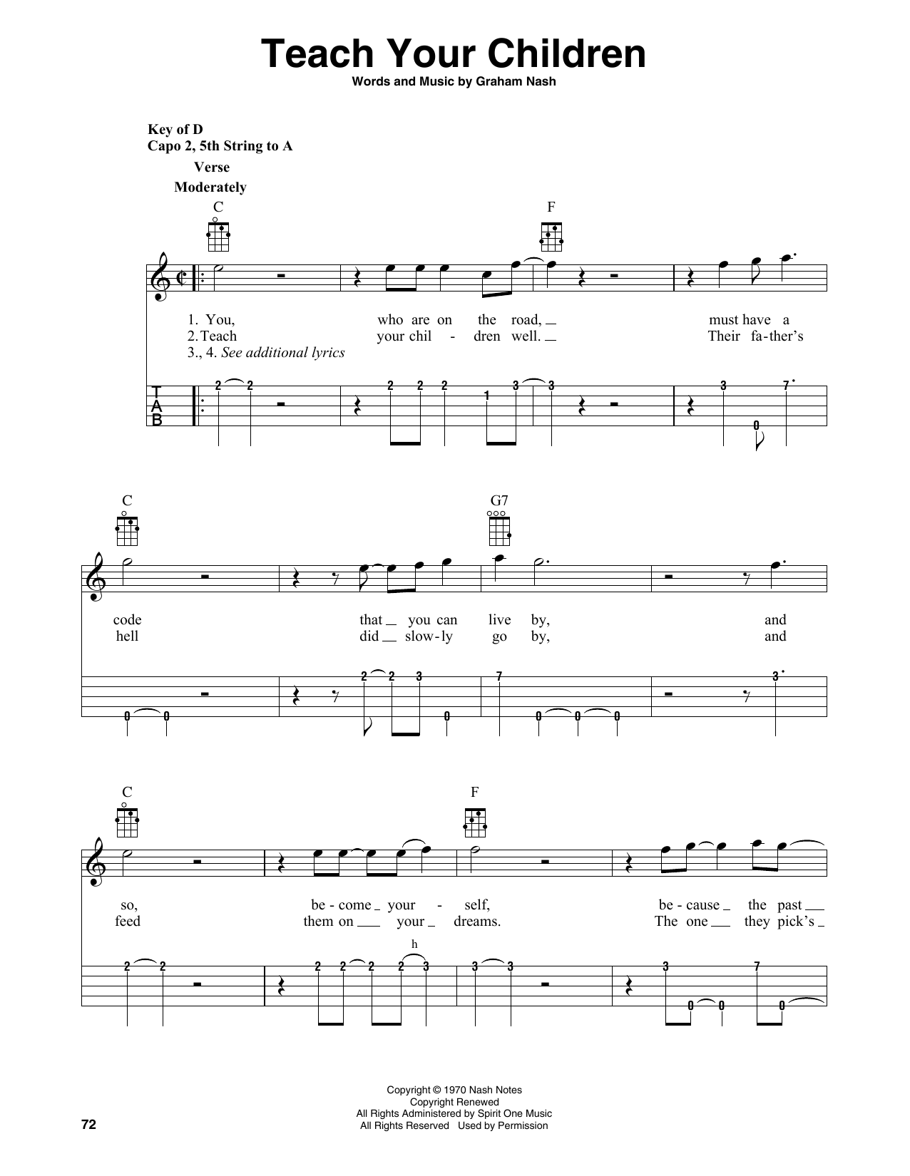 Crosby, Stills, Nash & Young Teach Your Children (arr. Fred Sokolow) sheet music notes and chords arranged for Banjo Tab