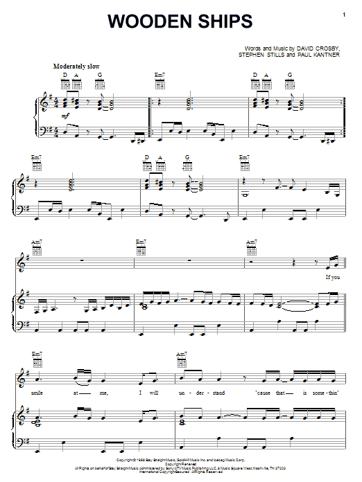 Crosby, Stills, Nash & Young Wooden Ships sheet music notes and chords arranged for Ukulele