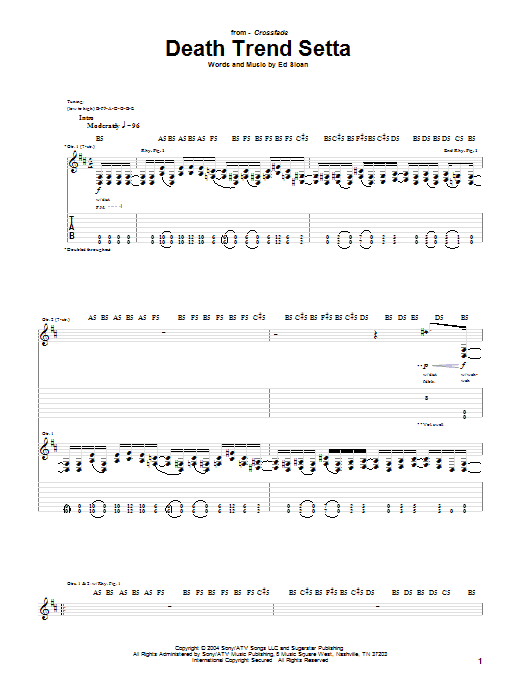 Crossfade Death Trend Setta sheet music notes and chords arranged for Guitar Tab