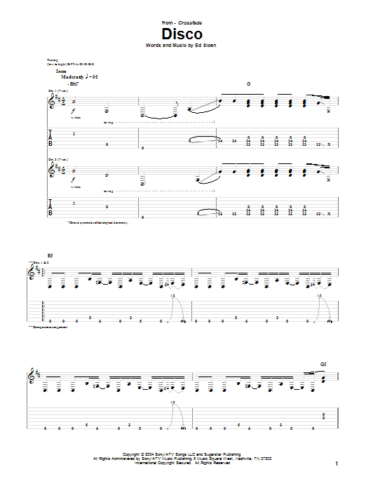Crossfade Disco sheet music notes and chords arranged for Guitar Tab