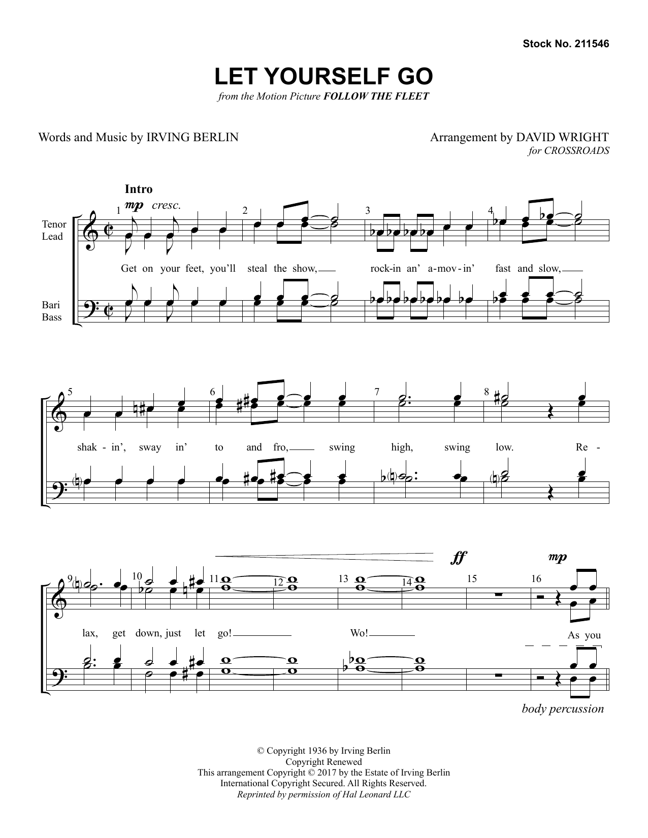 Crossroads Let Yourself Go (arr. David Wright) sheet music notes and chords arranged for SSAA Choir