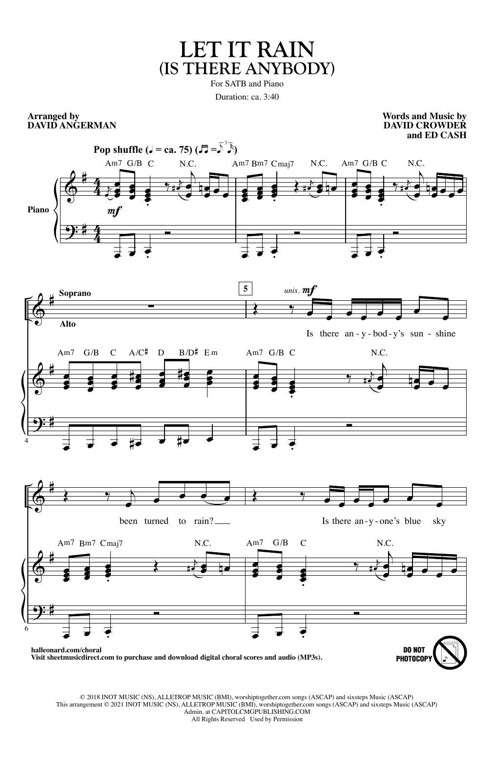 Crowder & Mandisa Let It Rain (Is There Anybody) (arr. David Angerman) sheet music notes and chords arranged for SATB Choir